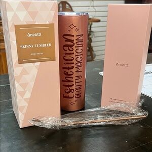 Pink Copper Esthetician Skinny Tumbler